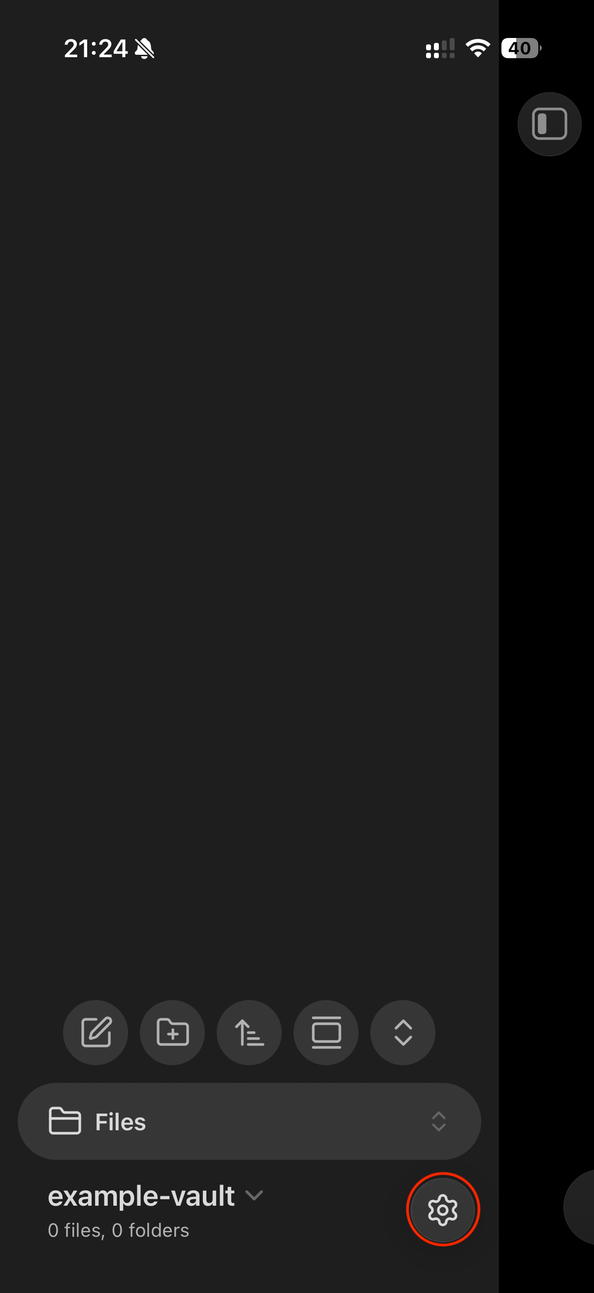 Open settings on mobile